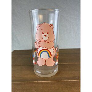 Vintage 1983 Pizza Hut Collectors Series Care Bear Cheer Bear Glass Tumbler 6"